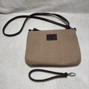 British Bag Company Crossbody Bag Wristlet Clutch Biege Herringbone Tweed bag